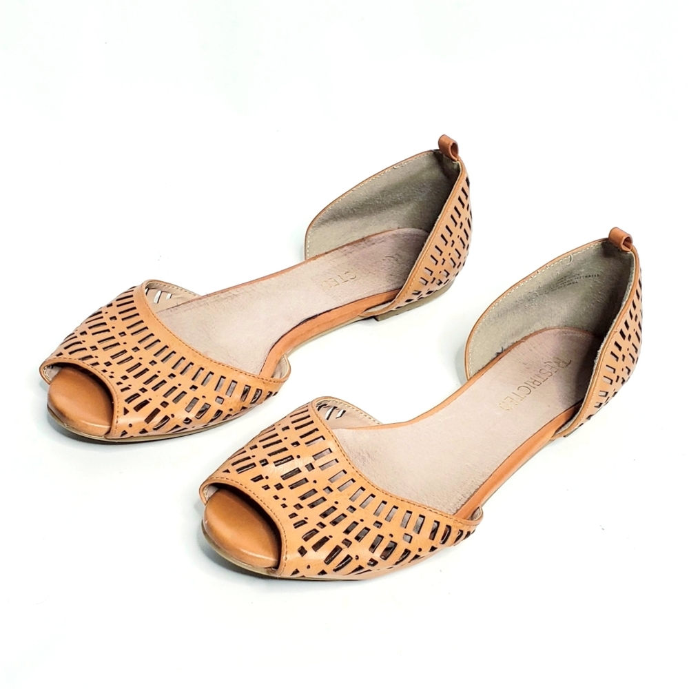 RESTRICTED Laser Cut Open Toe Flats
